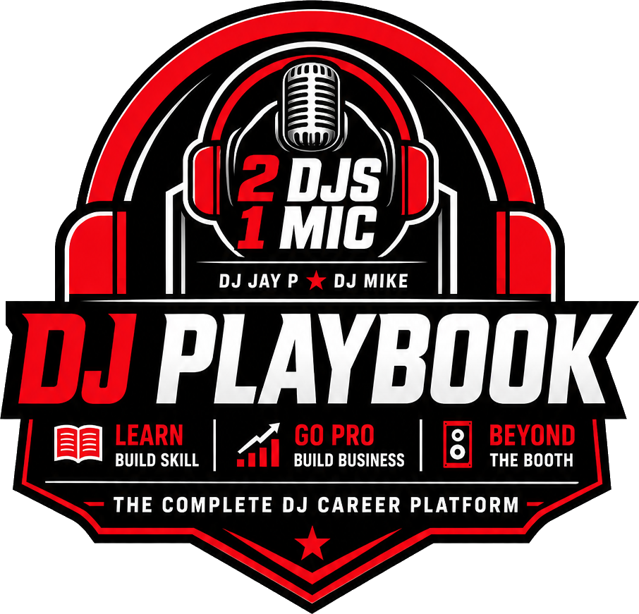 DJ Playbook crest — 2 DJs 1 Mic